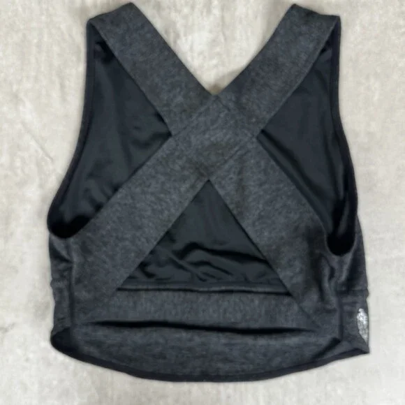 Free People Movement In Your Corner Sports Bra  Criss-Cross Back Charcoal Logo S - Picture 7 of 10